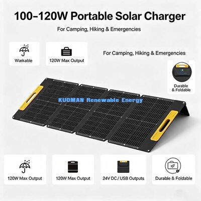 100-120 Watt hocheffizientes faltbares Solarpanel, spritzfestes tragbares Solar-Ladegerät für Off-Grid-Abenteuer