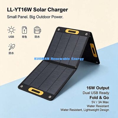 16W tragbares faltbares Solarpanel, spritzwassergeschützte Solarenergie für Outdoor-Fotografie