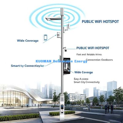 Multifunktionaler Smart Pole, Intelligente Straßenlaterne mit Wetterstation, WLAN-AP & EV-Ladegerät