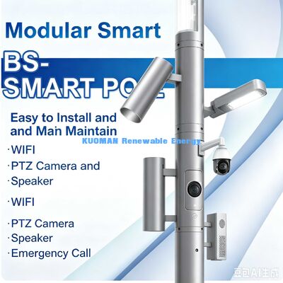 Modular Smart Pole BS‐15. All-in-One IoT Smart City Street Light mit Kamera, WLAN und Notruf