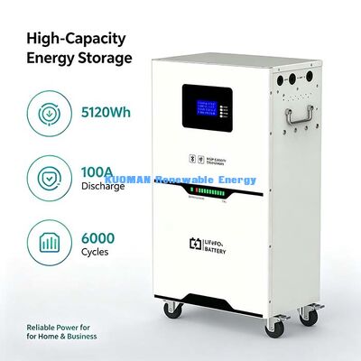 Mobile 5,12kWh LiFePO4 Energiespeicherbatterie, LCD-Display, BMS-Schutz