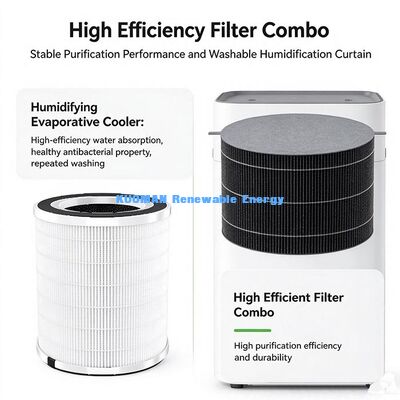 Large Coverage Air Purifier Humidifier Combo, 53-91㎡, 99.97% Airborne Particle Removal, Anion